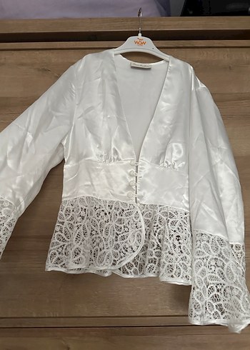 Dantel Detaylı Beyaz Saten gecelik - Görsel 5