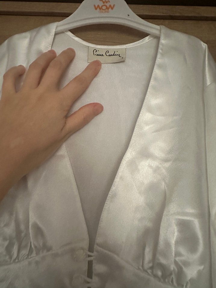 Dantel Detaylı Beyaz Saten gecelik - Görsel 3