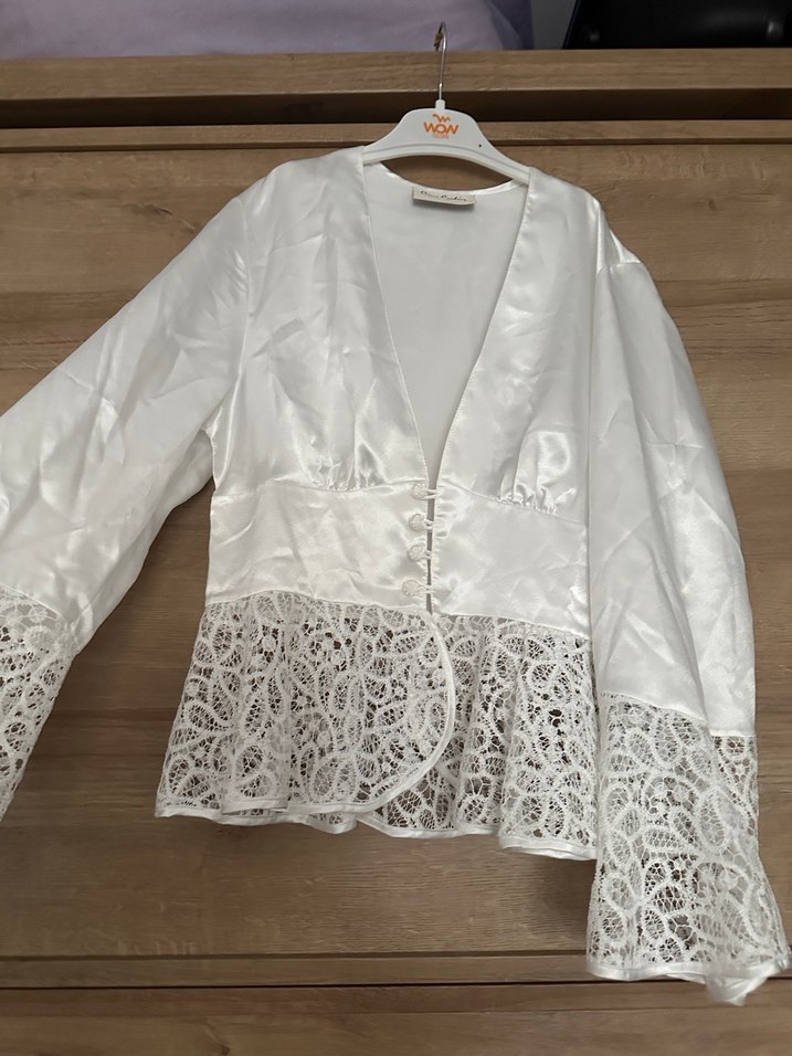 Dantel Detaylı Beyaz Saten gecelik - Görsel 5