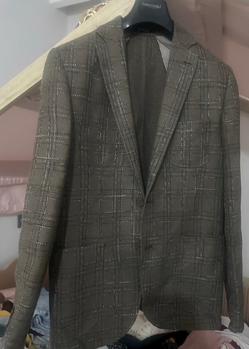 Düğmeli Kahverengi Erkek Takım Elbise Ceket - Görsel 4