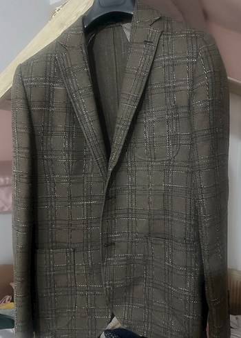 Düğmeli Kahverengi Erkek Takım Elbise Ceket - Görsel 8