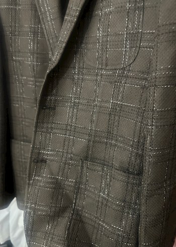 Düğmeli Kahverengi Erkek Takım Elbise Ceket - Görsel 2