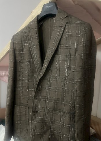 Düğmeli Kahverengi Erkek Takım Elbise Ceket - Görsel 3