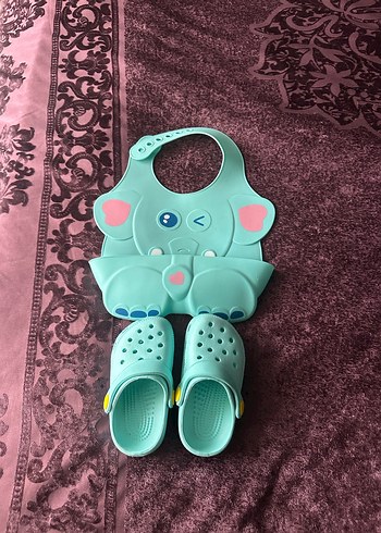 Fil Desenli Mavi Bebek Önlüğü ve Ayakkabısı - Görsel 5