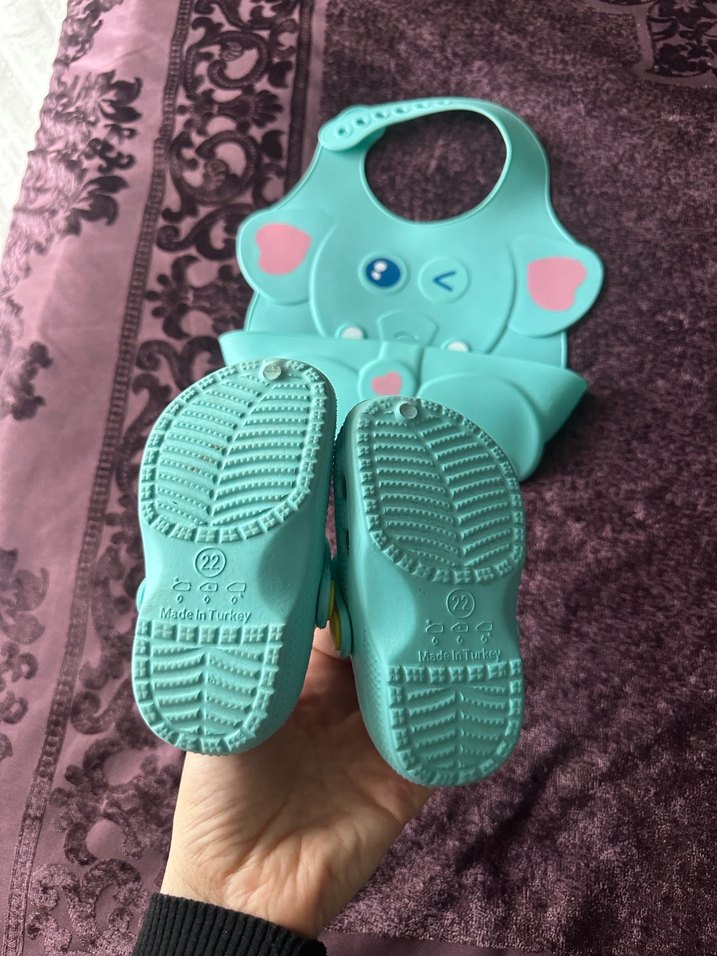 Fil Desenli Mavi Bebek Önlüğü ve Ayakkabısı - Görsel 4