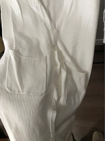 m Beden Bershka Beyaz Uzun Hırka