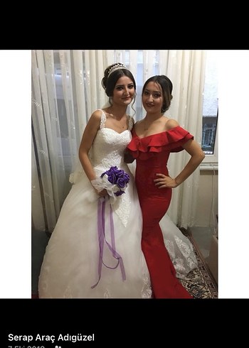 Bordo Straplez Modern Klasik Denizkızı Gelinlik - Görsel 3