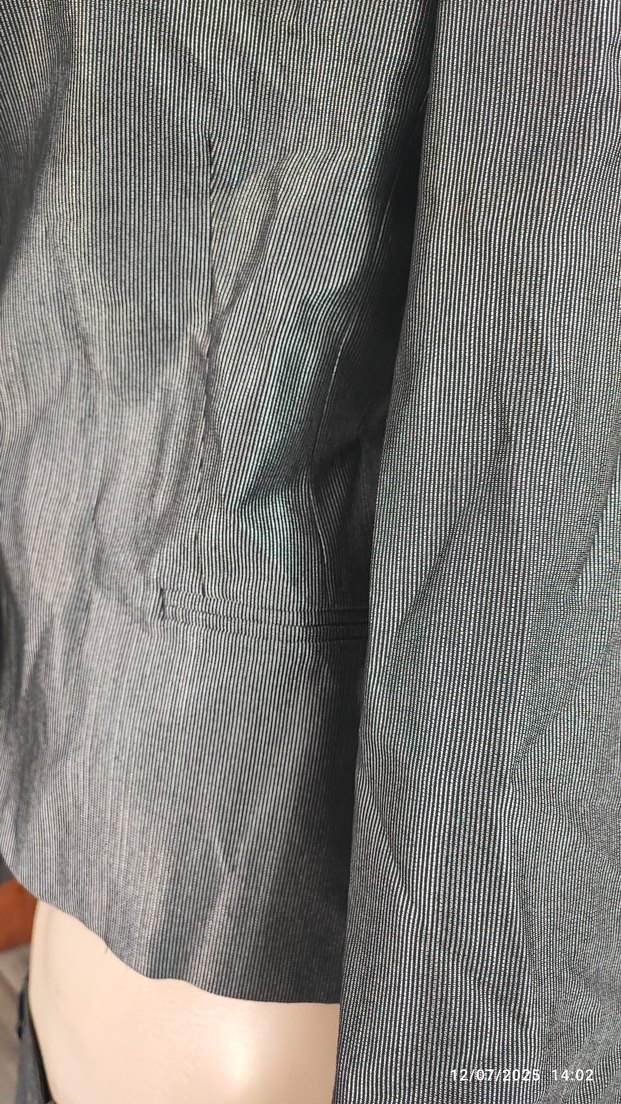 Kadın Gri Mini Saten Blazer Ceket - Görsel 3