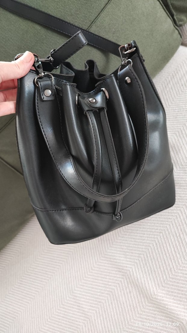 Siyah Deri Kadın Omuz Çantası - Görsel 2