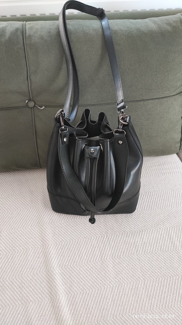 Siyah Deri Kadın Omuz Çantası - Görsel 3