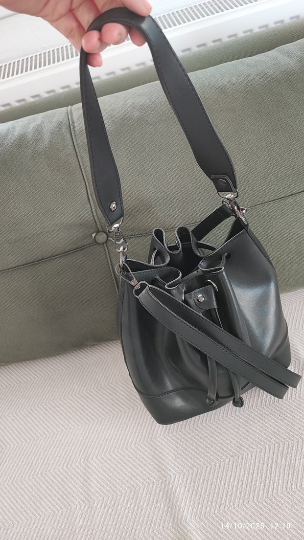 Siyah Deri Kadın Omuz Çantası - Görsel 5