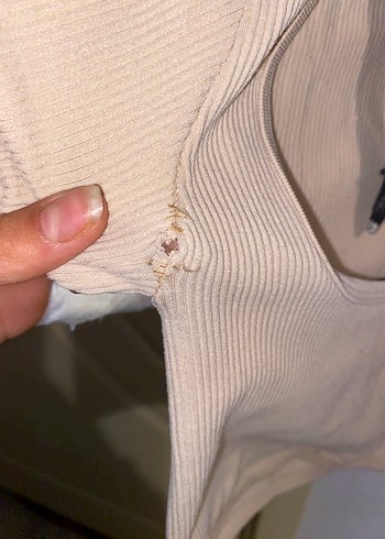 Bej Kısa Kollu Crop Top - Görsel 3