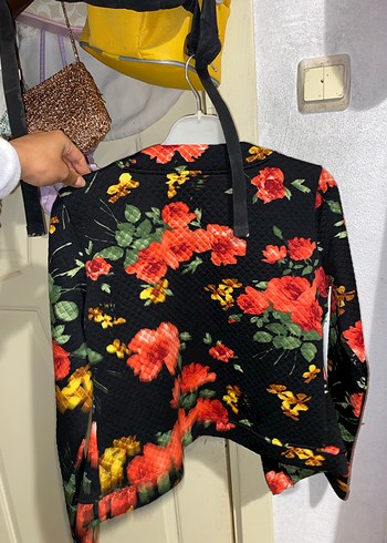 Çiçek Desenli Fermuarlı Kadın Ceket - Görsel 3