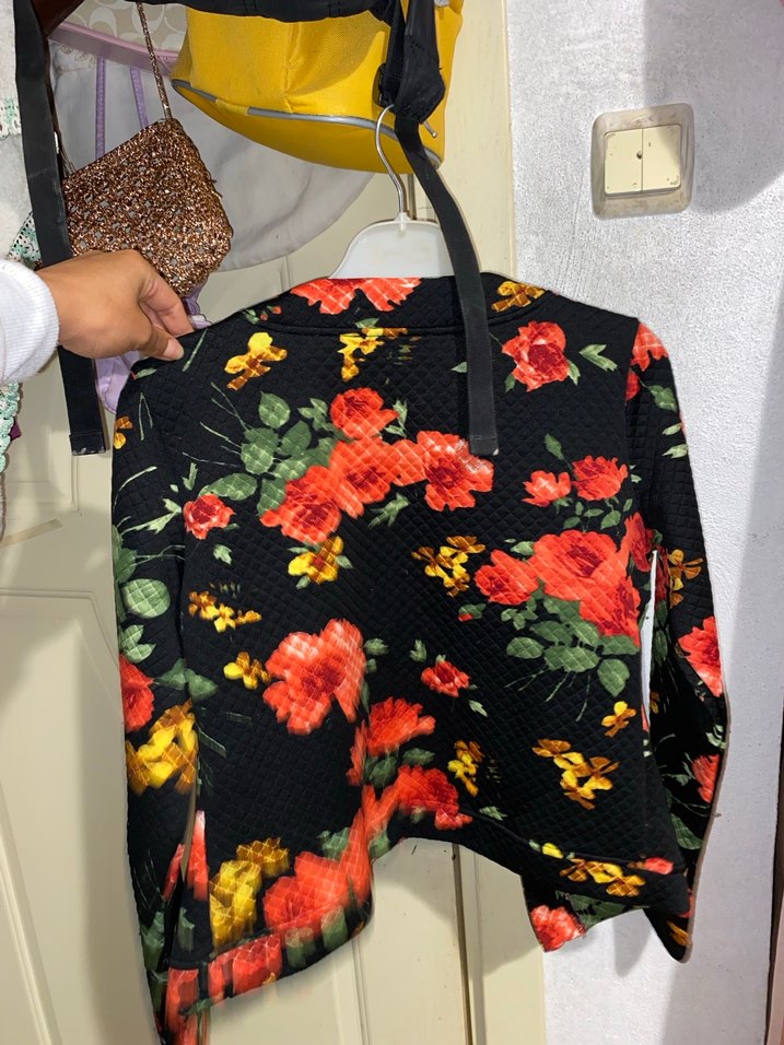 Çiçek Desenli Fermuarlı Kadın Ceket - Görsel 3