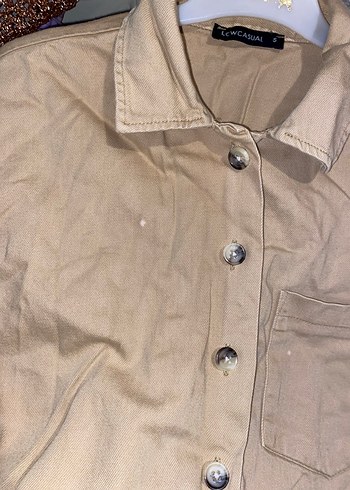 Bej Düğmeli Keten Gömlek - Görsel 5