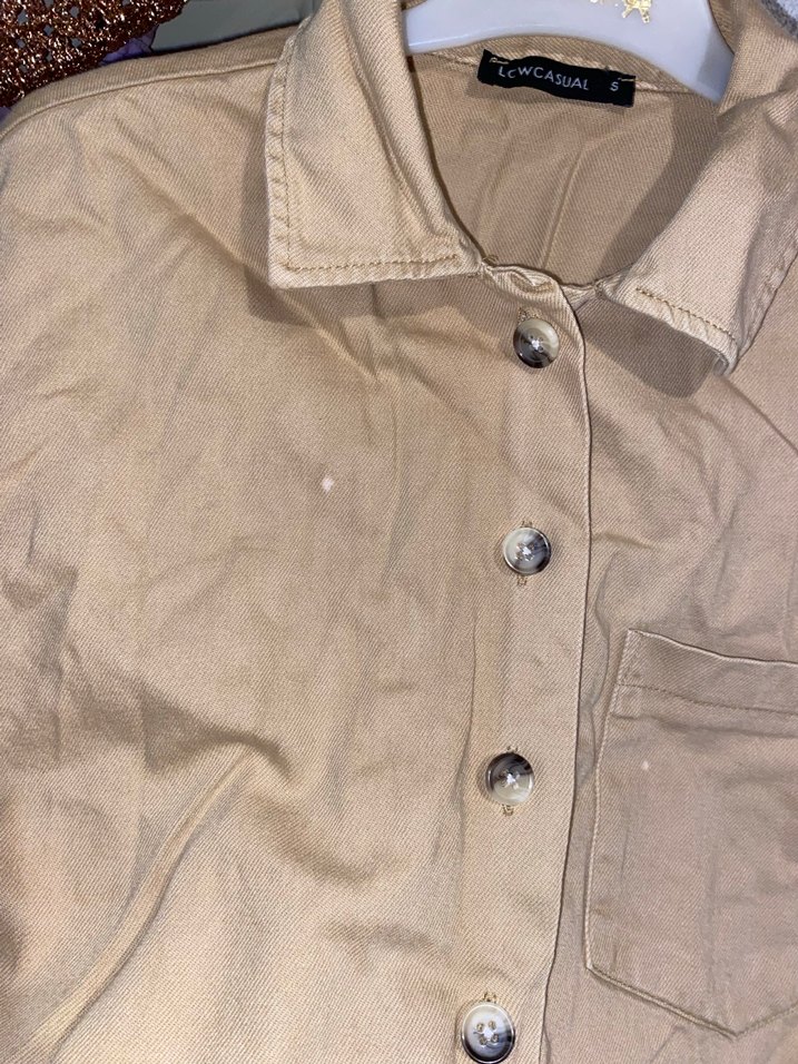 Bej Düğmeli Keten Gömlek - Görsel 5