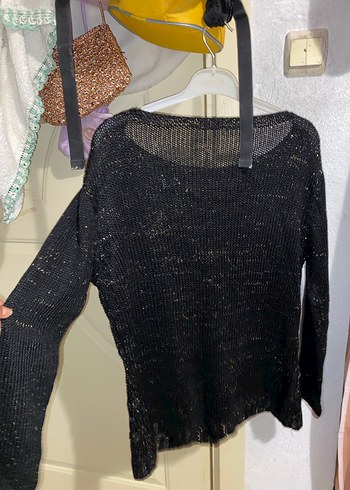 Siyah Örgü Kadın Triko Kazak - Görsel 2