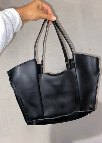 Siyah Minimalist Deri Fermuarlı Kadın Çanta - Görsel 2
