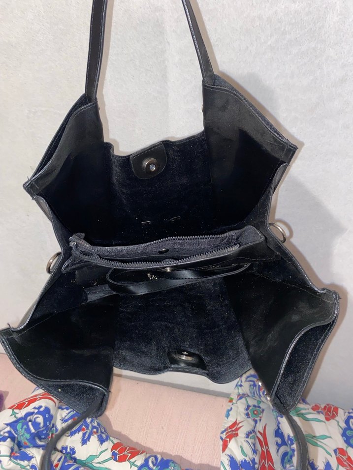 Siyah Minimalist Deri Fermuarlı Kadın Çanta - Görsel 4