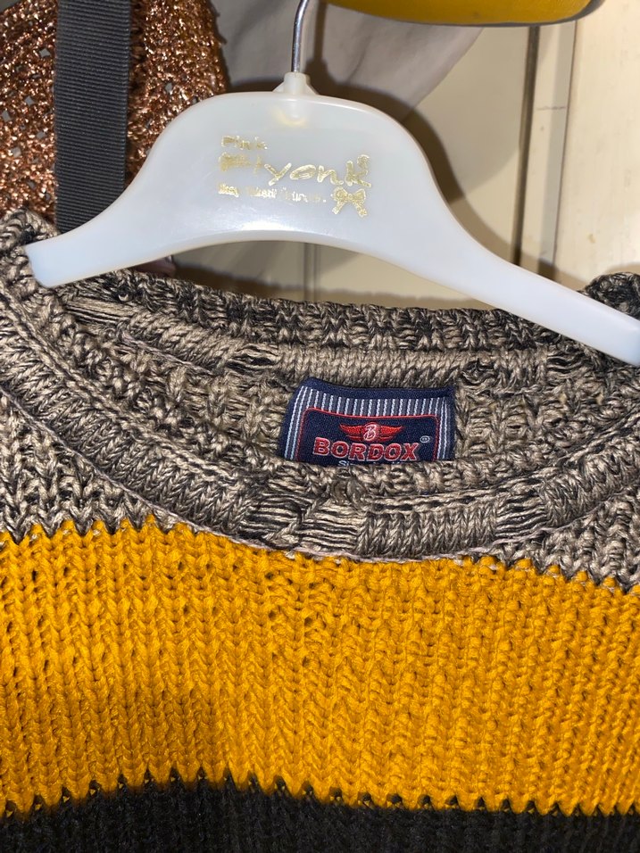 Gri Çizgili Örgü Erkek Kazak - Görsel 3