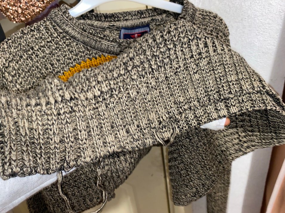 Gri Çizgili Örgü Erkek Kazak - Görsel 4