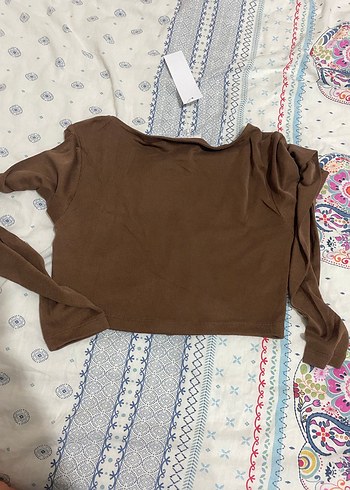 Kadın Kahverengi V Yaka Uzun Kollu Bluz - Görsel 4