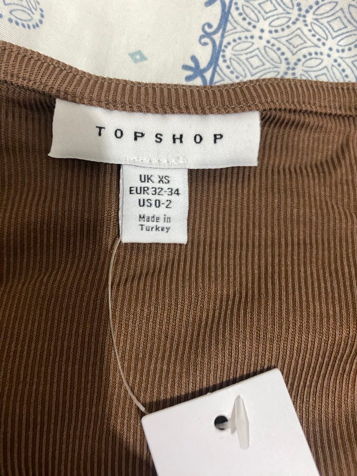 Kadın Kahverengi V Yaka Uzun Kollu Bluz - Görsel 2