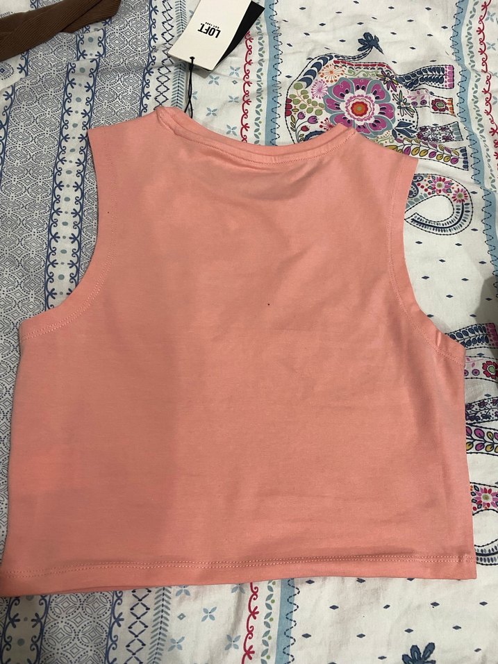 Pembe Kadın Kolsuz Crop Atlet - Görsel 2