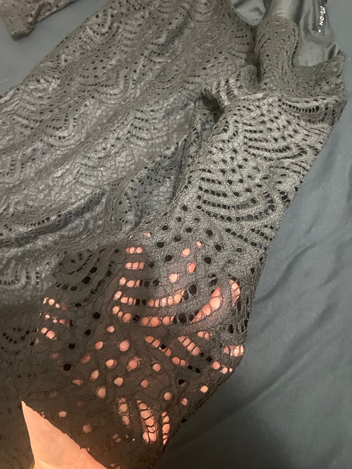 Siyah Uzun Kollu Dantel Kadın Elbise - Görsel 3