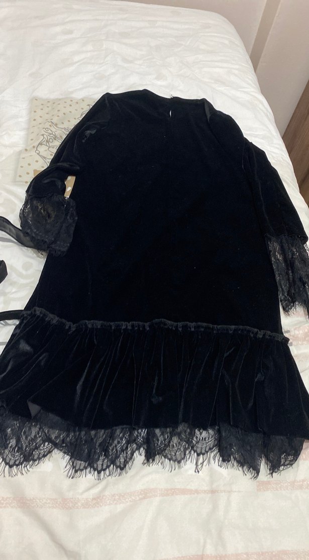 Uzun Siyah Gotik Kadın Elbise - Görsel 3