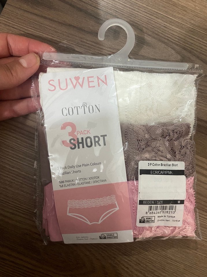 Suwen 3'lü Pamuklu Dantelli Hipster Külot - Görsel 3