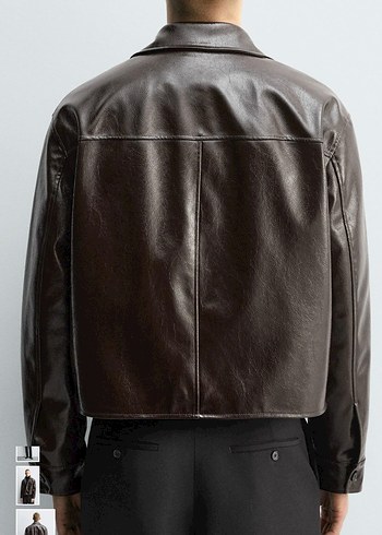 Zara crop suni deri ceket XL - Görsel 3