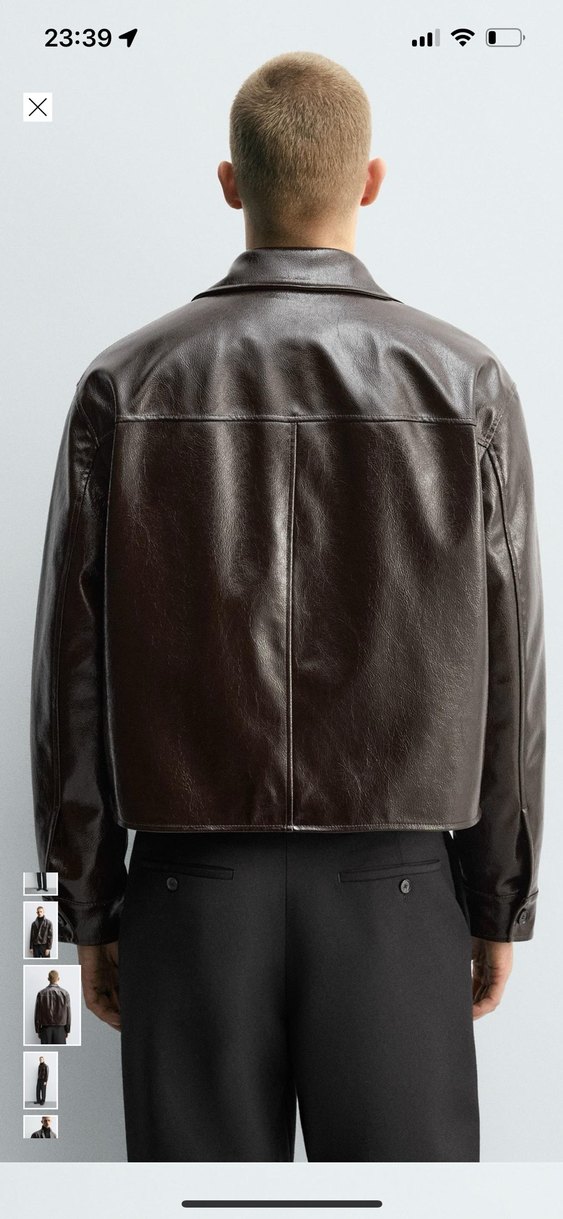 Zara crop suni deri ceket XL - Görsel 3