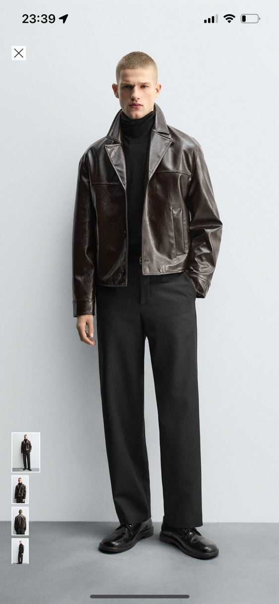 Zara crop suni deri ceket XL - Görsel 2