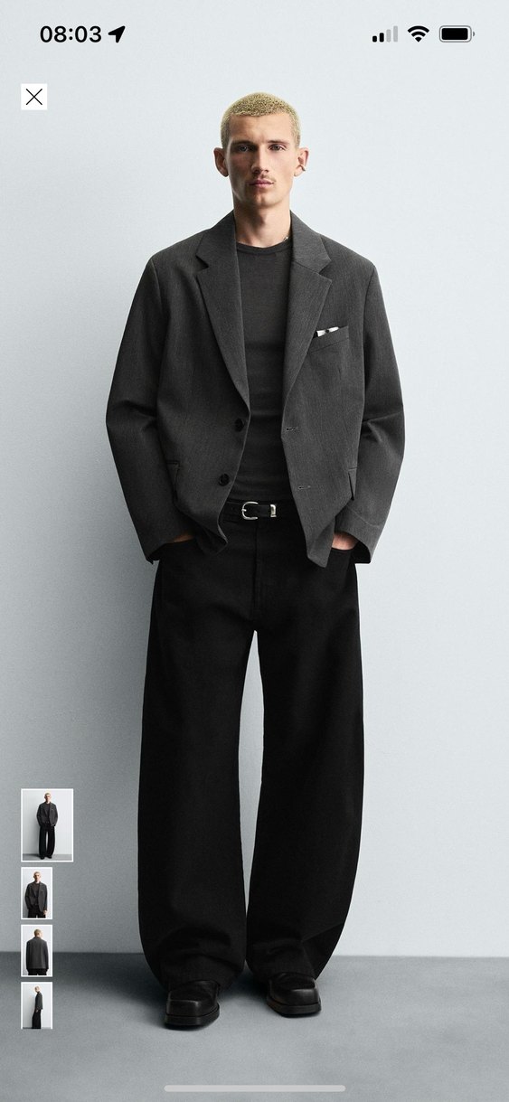 Zara ince çizgili oversize blazer ceket L - Görsel 2