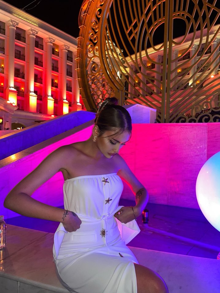 Beyaz straplez ikili takım - Görsel 3