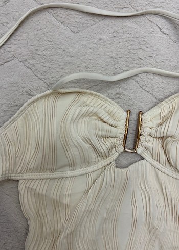 Beyaz Piliseli Strappy Mayo - Görsel 4