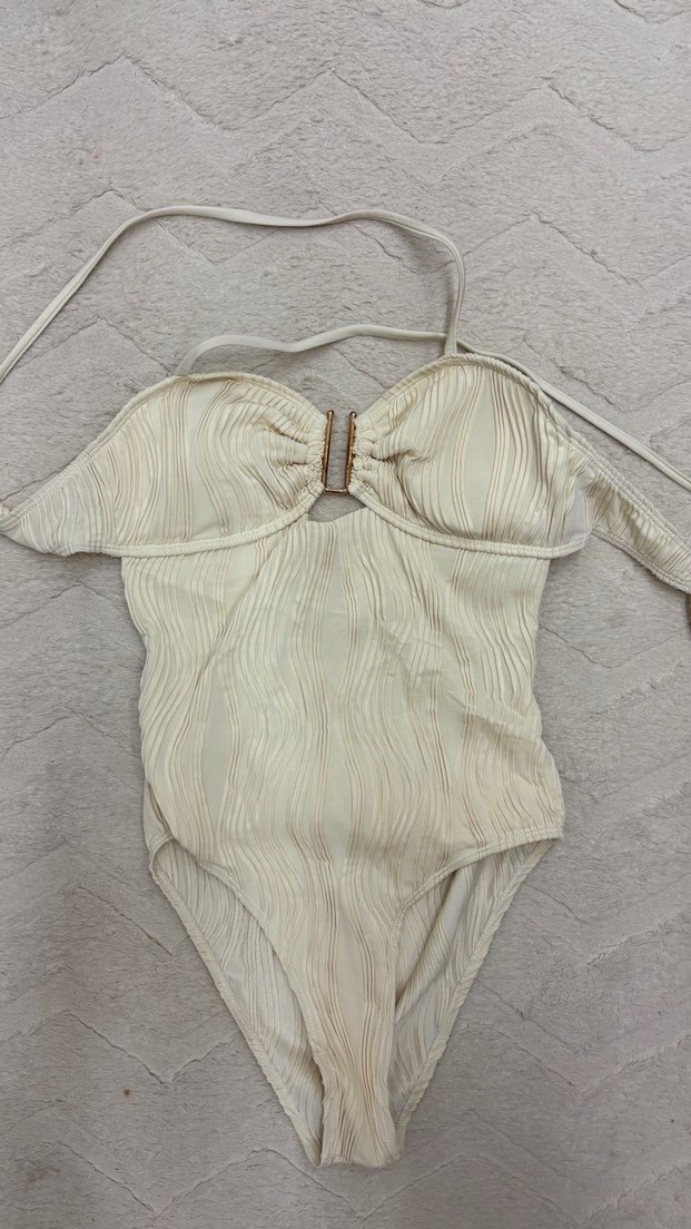 Beyaz Piliseli Strappy Mayo - Görsel 3