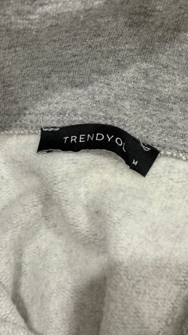 Gri Kadın Polo Yaka Salaş Sweatshirt - Görsel 3