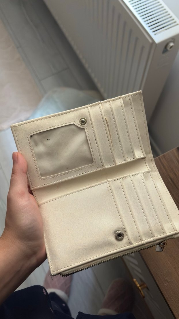 Beyaz Baskılı Fermuarlı Kadın Cüzdanı - Görsel 2