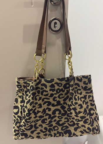 Zincir Detaylı Leopar Desenli Süet Kadın Çanta - Görsel 3
