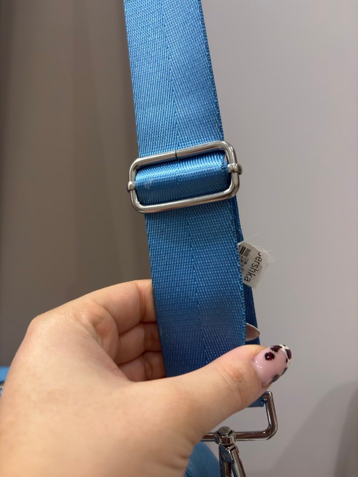 Mavi Deri Zincir Detaylı Kadın Çanta - Görsel 3