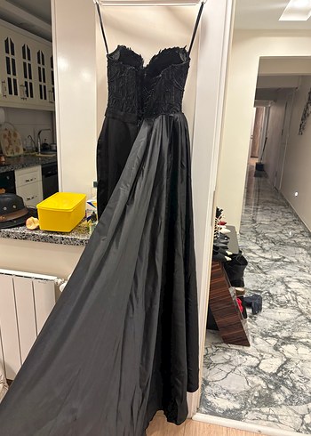 Siyah Gotik Uzun Kollu Abiye Elbise - Görsel 6