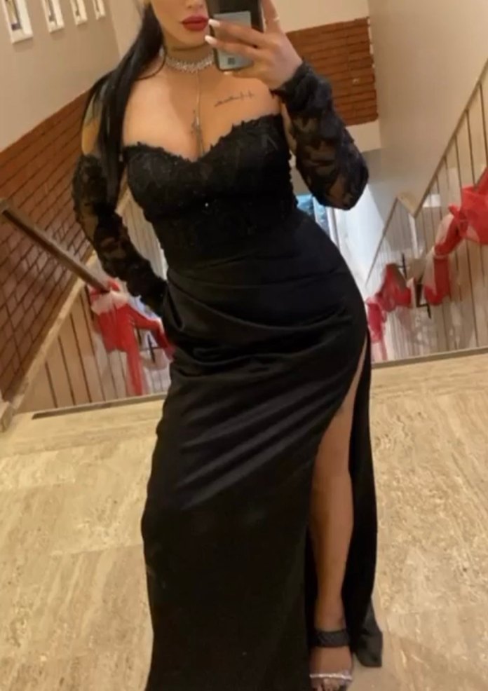 Siyah Gotik Uzun Kollu Abiye Elbise - Görsel 2