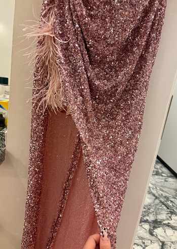 Işıltılı Askılı Straplez Uzun Abiye Elbise - Görsel 4