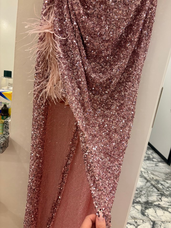 Işıltılı Askılı Straplez Uzun Abiye Elbise - Görsel 4