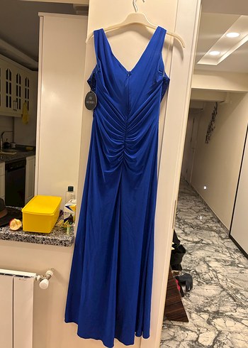 Mavi Drapeli Uzun Abiye Elbise - Görsel 4