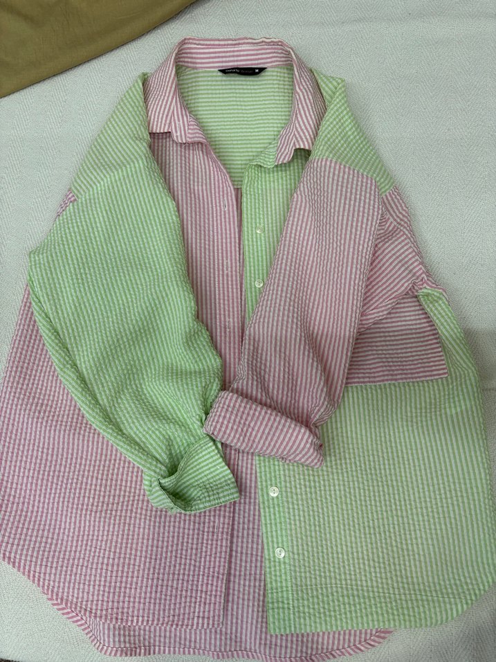 Renkli Düğmeli Kısa Kollu Kadın Gömlek - Görsel 2