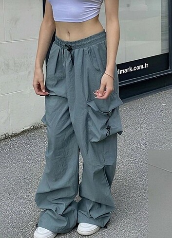 Y2k baggy kargo paraşüt pantolon ayarlanabilir 