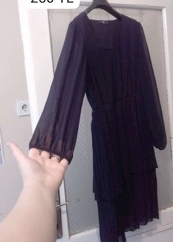 ELBİSE PİLELİ ŞEFFAF KOL kadın - Görsel 3